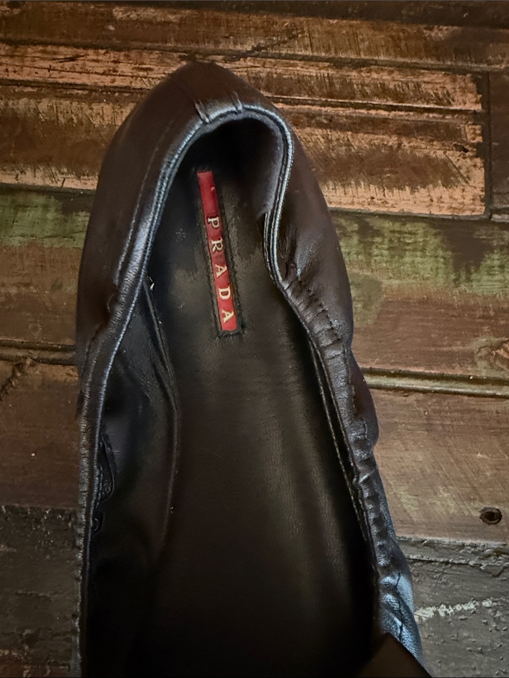 Prada Black Leather Bow Ballet Flats - Picture 6 of 9